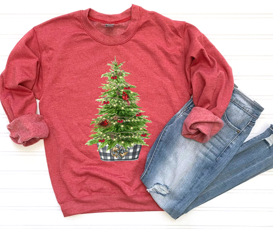 Cardinal Christmas Tree Heather Red Sweatshirt